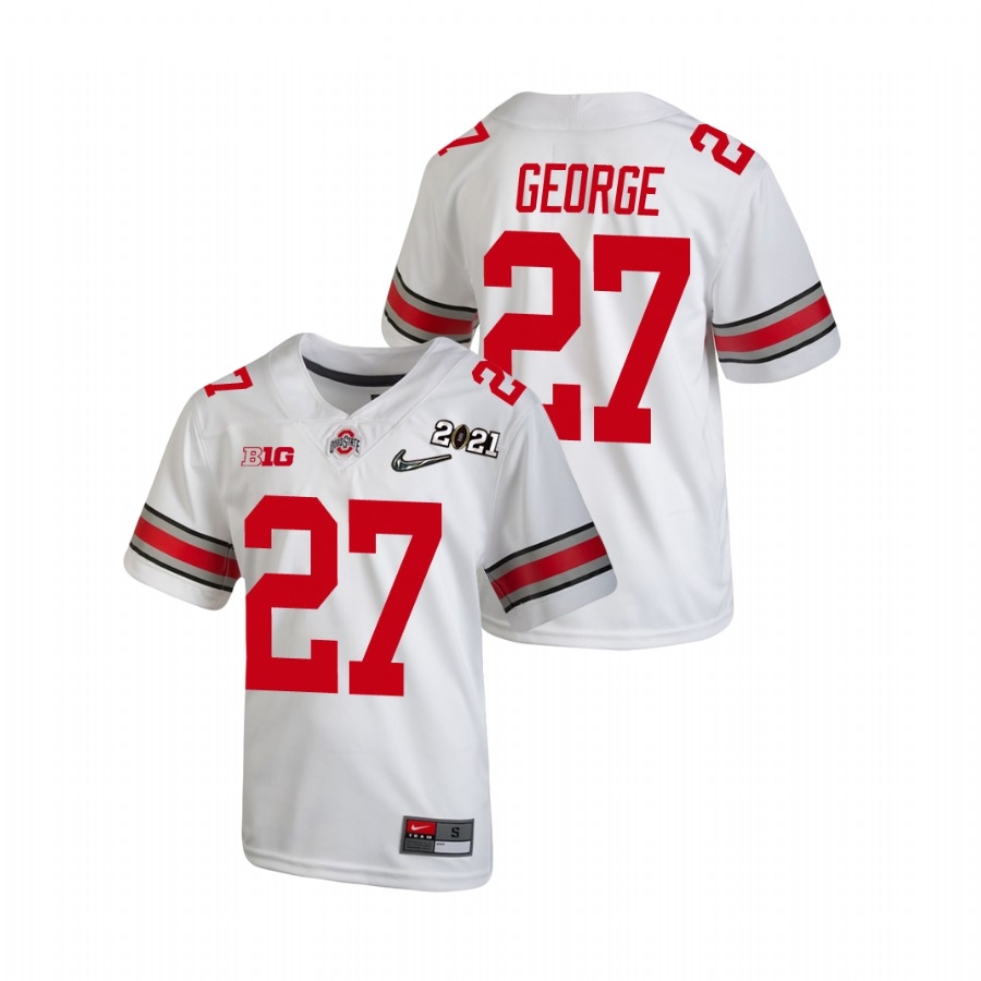 Ohio State Buckeyes Youth NCAA Eddie George #27 White Champions 2021 National College Football Jersey FJS3549FQ